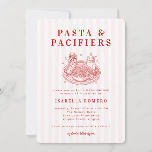 Pasta en Fopspenen Baby Shower Uitnodiging