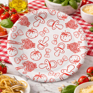 Pasta & Foppertjes Handgetekende Italiaanse Baby S Papieren Bordje