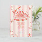 Pasta & Fopspenen Doodle Roze Meisje Baby Shower Kaart (Staand voorkant)