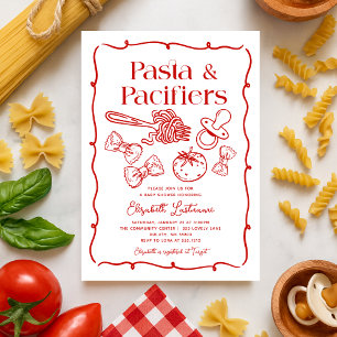 Pasta & Fopspenen Handgetekende Italiaanse Baby Sh Kaart
