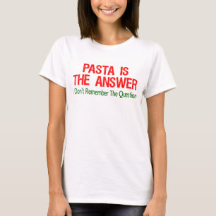 Pasta is het antwoord t-shirt