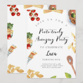 Pasta Italiaans diner verjaardagsuitnodiging Kaart (Voorkant / Achterkant)