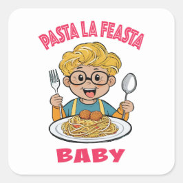 Pasta La Feasta Baby Vierkante Sticker