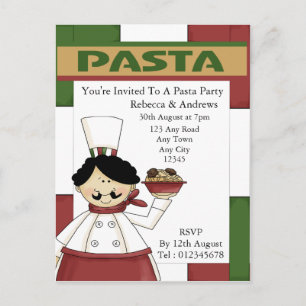 Pasta Party uitnodiging Briefkaart