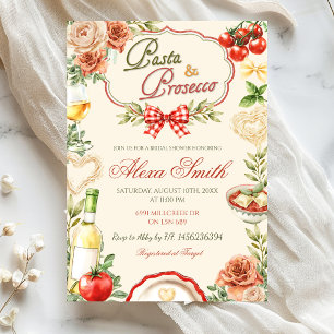 Pasta & Prosecco Bruiloftsuitnodiging Kaart