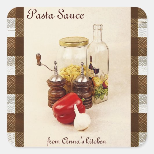 Pasta, rode peper, zout en kruidensaus label (Voorkant)