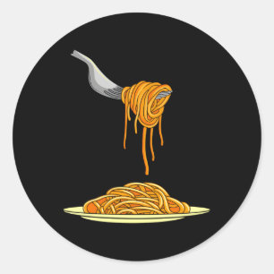 Pasta Spaghetti Noedels Italiaans koken vork eten Ronde Sticker