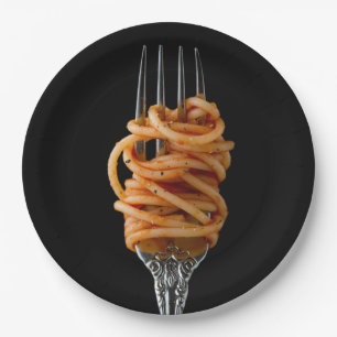 Pasta spun op een vork, Food Spaghetti Papieren Bordje
