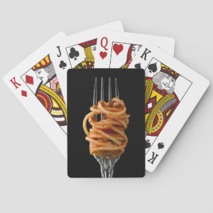 Pasta spun op een vork, Food Spaghetti Pokerkaarten