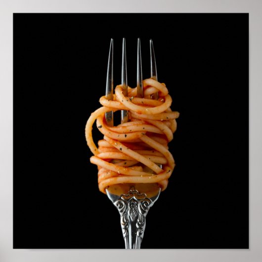 Pasta spun op een vork, Food Spaghetti Poster (Voorkant)