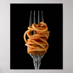 Pasta spun op een vork, Food Spaghetti Poster