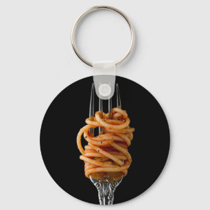 Pasta spun op een vork, Food Spaghetti Sleutelhanger