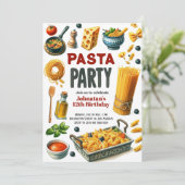Pasta Waterverf Verjaardagsfeestje Kaart (Staand voorkant)