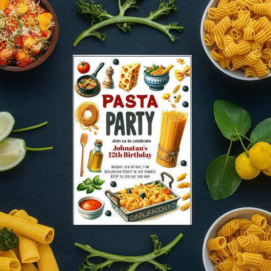 Pasta Waterverf Verjaardagsfeestje Kaart