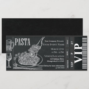 Pasta Wijn Diner Krijtje VIP Diner Partij Ticket Kaart