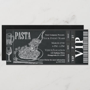 Pasta WIne Dinner Chalk VIP Dinner Party Ticket Kaart