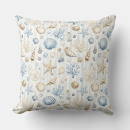 PASTAAL BLauw & BEIGE TROPISCHE SCHELPEN Kussen