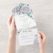 Pasta's en witte pony's Floral White Dinner All In One Uitnodiging (Afscheurbaar)