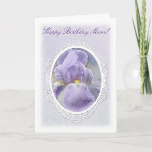 Pasteel Paars Iris Birthday Card Kaart
