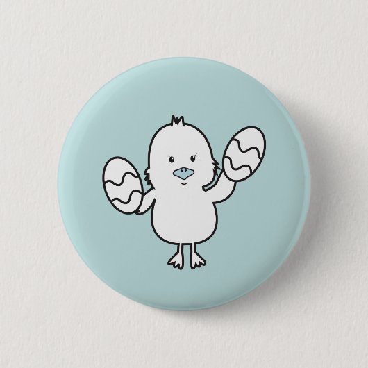 Pasteelblauw Paaskapje en eitjes illustratie Ronde Button 5,7 Cm (Voorkant)