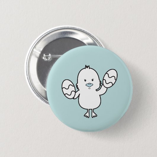 Pasteelblauw Paaskapje en eitjes illustratie Ronde Button 5,7 Cm (Voorkant /achterkant)