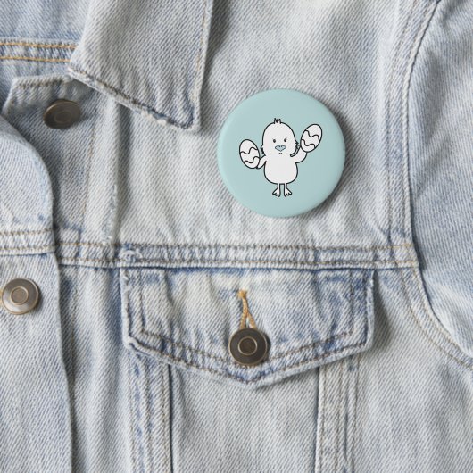 Pasteelblauw Paaskapje en eitjes illustratie Ronde Button 5,7 Cm (In situ)