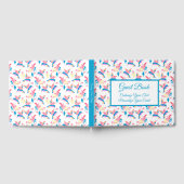 Pasteelblauw roze vogelpatroon gastenboek (Volledig)