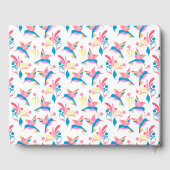 Pasteelblauw roze vogelpatroon gastenboek (Achterkant)