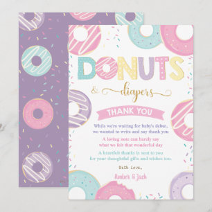 Pasteeldonuts en -luiers Baby shower Bedankkaart