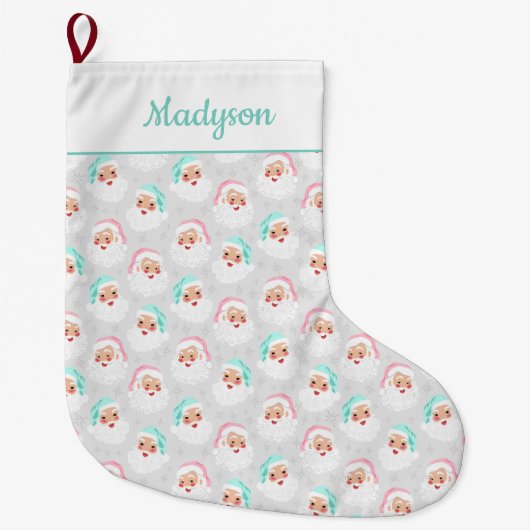 Pasteelkerstkerstman met kerstmis grote kerstsok (Voorkant)