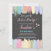 Pasteelkunstschilderpartij - uitnodiging tot geboo (Voorkant)