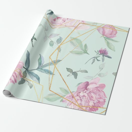 Pasteelpony's Geometric Floral Wedding Cadeaupapier (Uitgerold)