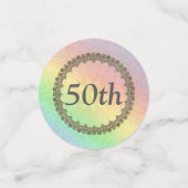 pasteelregenboog 50e verjaardag confetti (Kleine voorkant)