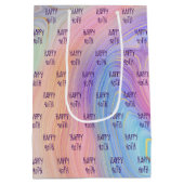 Pasteelregenboog 90e verjaardag Middelgrote Gift B Medium Cadeauzakje (Achterkant)