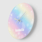  pasteelregenboog Sparkle Monogram Girly Kinder Grote Klok (Hoek)