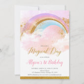 Pasteelregenboogroze en goudverjaardag kaart (Voorkant)