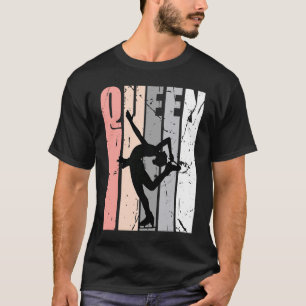 Pasteelroze ijsschaatskoningin Birthday, met respe T-shirt