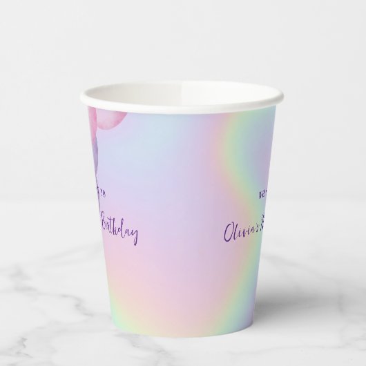 Pasteelvormige Iridescent Ballon Arch Birthday Pap Papieren Bekers (Links)