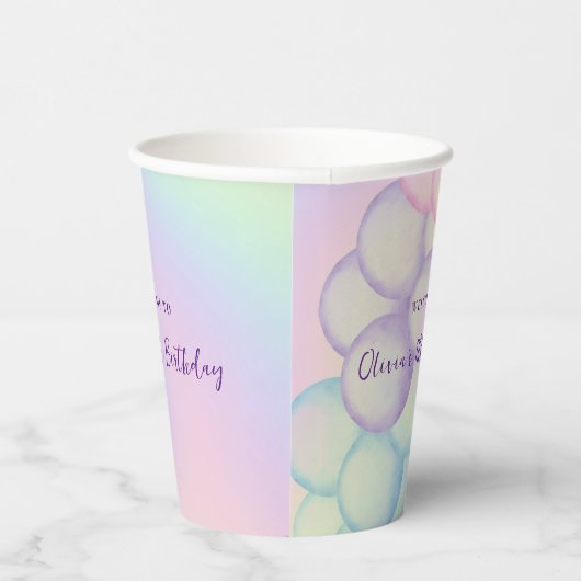 Pasteelvormige Iridescent Ballon Arch Birthday Pap Papieren Bekers (Rechts)