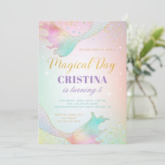 pasteelzeemeermin in het kader van de uitnodiging  (Staand voorkant)