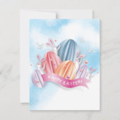 pasteipap 3D-paaseieren met uitnodiging van bunny  (Voorkant)