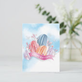 pasteipap 3D-paaseieren met uitnodiging van bunny  (Staand voorkant)