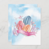 pasteipap 3D-paaseieren met uitnodiging van bunny  (Voorkant / Achterkant)