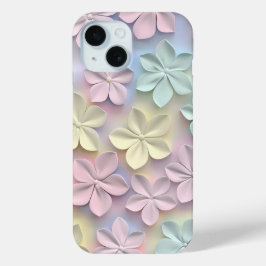 Pastel 3D Bloemen Telefoon Case