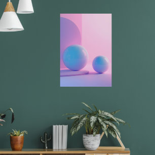 Pastel 3D Geometrische Bol Poster Zachte Roze La
