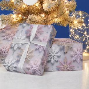 Pastel 3D Sneeuwvlokken Cadeaupapier