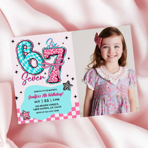 Pastel 67  Six Seven Meisje Verjaardagsfeest Foto Kaart