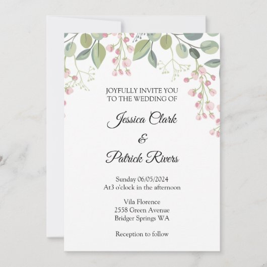 pastel à fleurs faire-part de mariage (Devant)