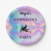 Pastel Aangepaste Naam Gymnastiek Partij Papieren Bordje (Voorkant)