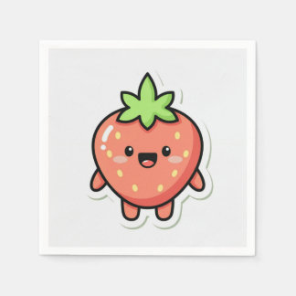 Pastel Aardbei Esthetische Sticker – Cute Fruit I Servet